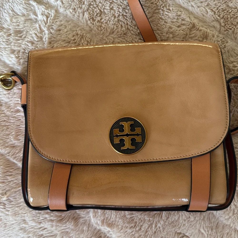 Tory Burch Alastair Pebbled Leather Shoulder Crossbody Bag Tan Convertible Bag - Picture 7 of 16